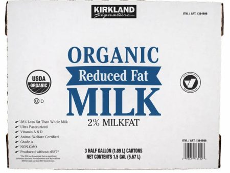 Kirkland Signature Organic 2% Reduced Fat Milk, Half Gallon, 3-count For Discount