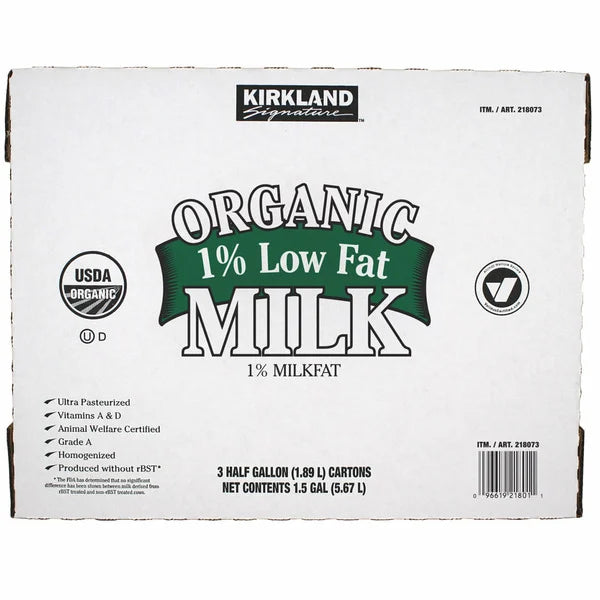 Kirkland Signature Organic 1% Low Fat Milk , 64 fl oz, 3-count For Cheap