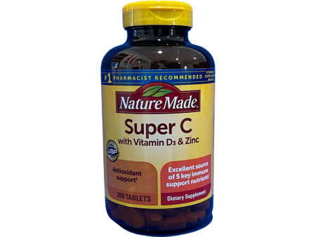 Nature Made Super C with Vitamin D3 & Zinc. 200 Tablets For Sale