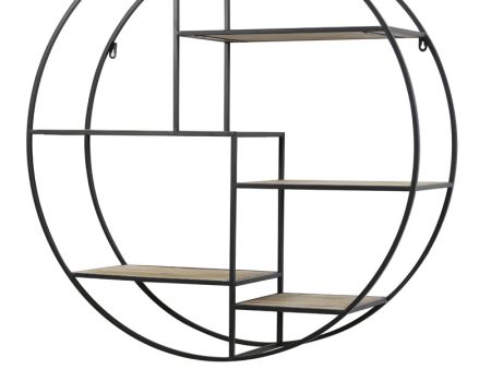 Juna round black metal wall hanging shelf unit Cheap