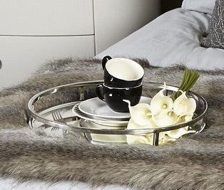 Round Nickel Mirror Tray 30cm click n collect For Discount