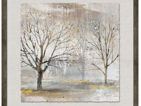 FRAMED PICTURE TREES WITH GOLD LEAF  50X50CM Instore purchase Fashion