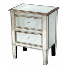 Luxury Vintage Venezia Antique Silver R9 Venetian Bedside Cabinet 2 Drawers WAREHOUSE CLEARANCE Sale