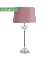 Value 54.5cm Metal And Glass Table Lamp With Pink Velvet Shade Fashion