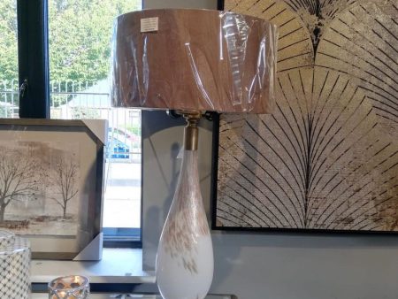 Tall Table Lamp Solna  2 tone White  and gold Glass Base on plinth with shade Supply