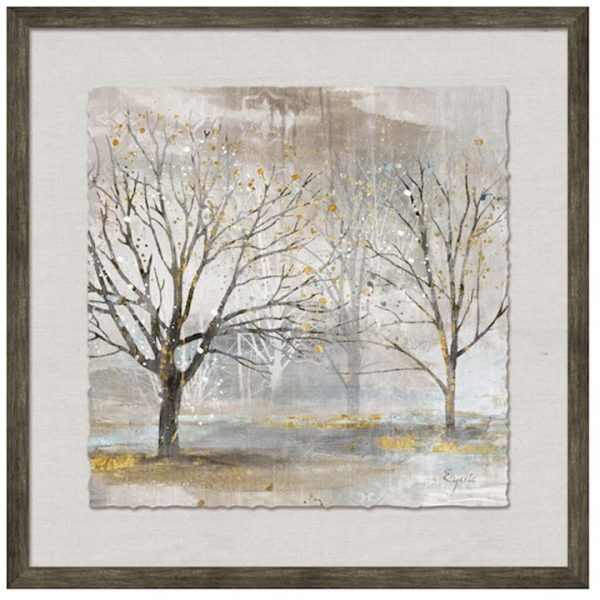 FRAMED PICTURE TREES WITH GOLD LEAF  50X50CM Instore purchase Fashion