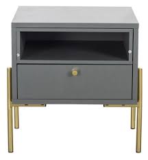 Madrid bedside cabinets in grey w gold legs For Sale