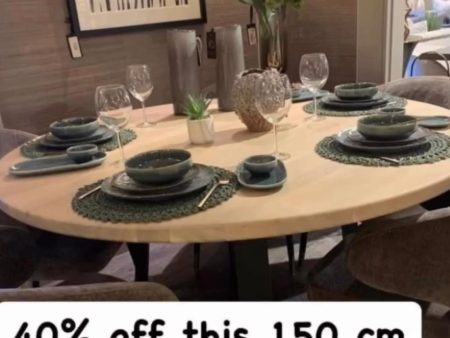 150 cm Round  ex display dining solid  oak tables selling less 40% off Supply