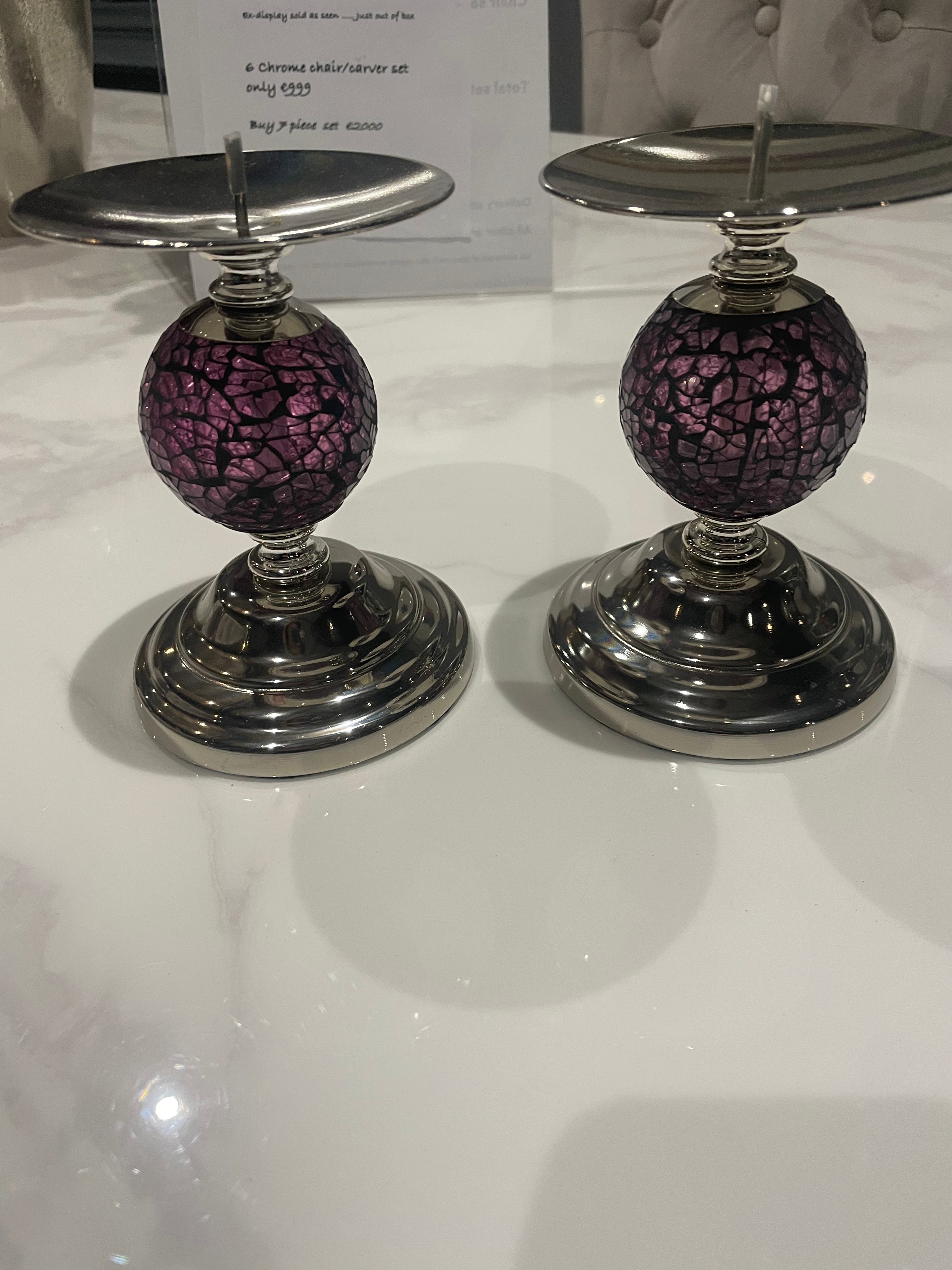 Cerise Mosaic Ball Candle Holder 2 for €20 For Discount