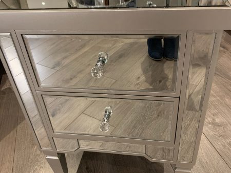 Vision 2 drawer mirrored Bedside Cabinet VALUE RANGE ! Champagne silver   trim Supply