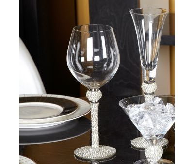 Milano Wine glass with full diamanté  stem is For Discount