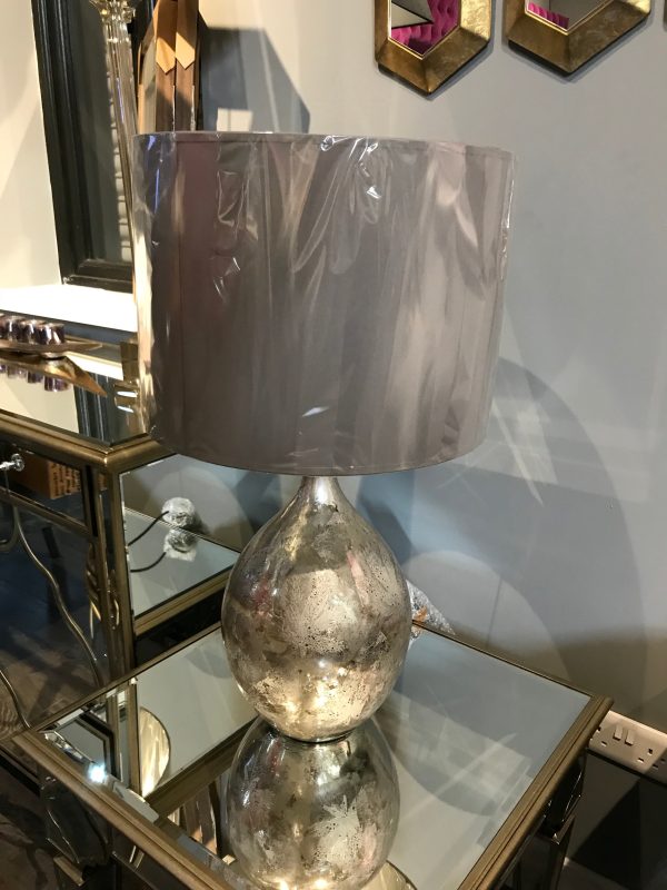 Etched Leaf Silver Table Lamp LIGHTING SALE For Cheap