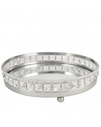 Glitz Nickel Mirror Round Tray REDUCED click n collect For Sale