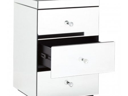 Grace  clear  all mirrored 3 drawer bedside cabinet Online Hot Sale