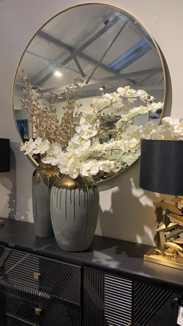 Arlene Round Mirror with GOLD  90cm. Seconds quality collect Instore only Discount