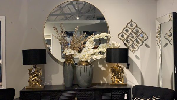 Arlene Round Mirror with GOLD  90cm. Seconds quality collect Instore only Discount