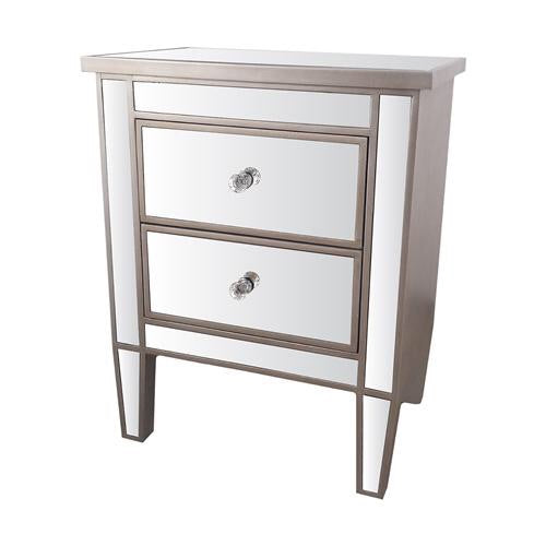 2 drawer mirrored bedside cabinet 60cm  Royale  Maguire for collection only. Last one For Discount