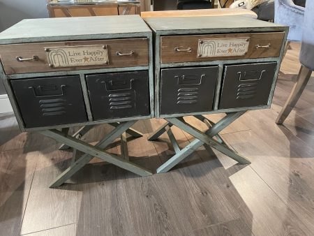 Pair of funky metal Bedside  cabinets Instore clearance sale for collection Online