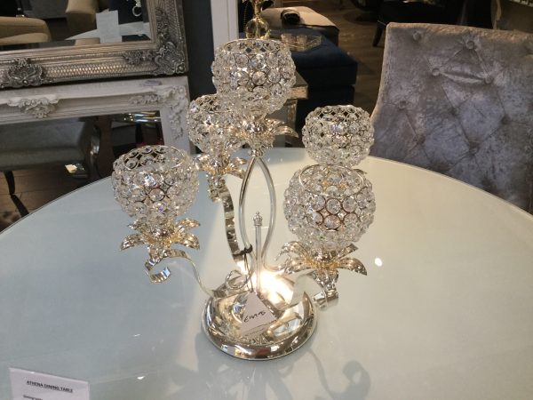 5 cup tealight crystal candelabra centre pieces. click n collect Sale