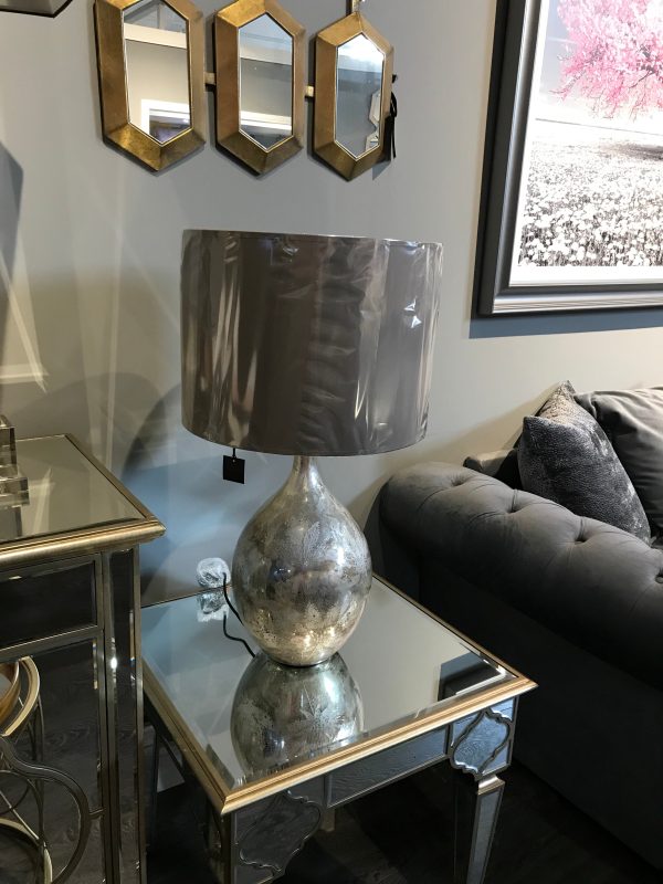 Etched Leaf Silver Table Lamp LIGHTING SALE For Cheap